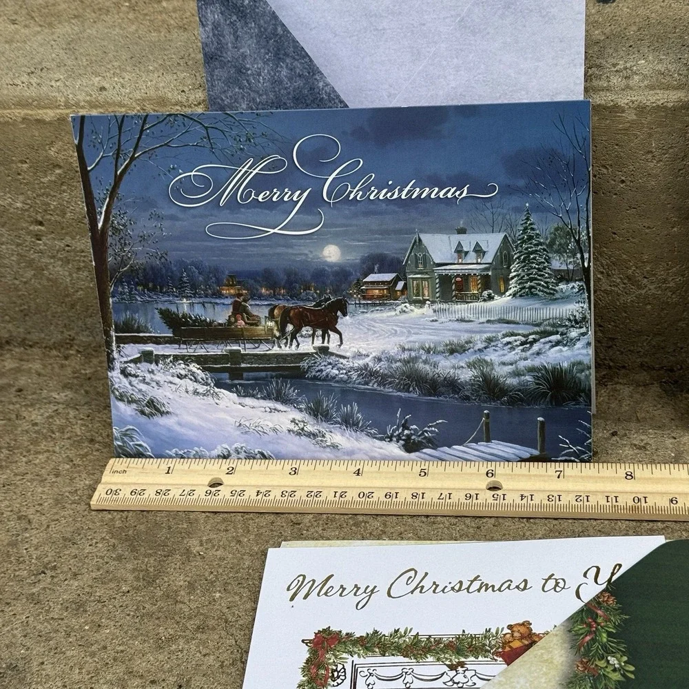 Set Of‎ 5 Christmas Collection Christmas Cards Shiny Holiday Supplies